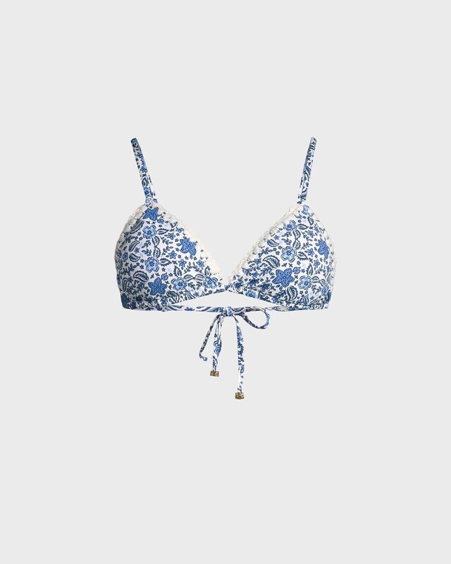 Malina Bikini Top Ally Crochet Triangle Blue/White L