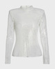 Self-Portrait Topp Silver Rhinestone Fishnet  Silver UK 12 (EUR 40)