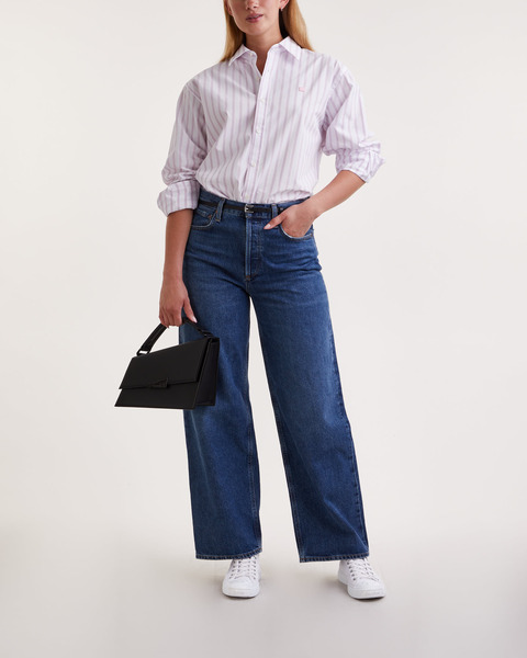 Shirt Cotton Stripe Button-Up Vit 2