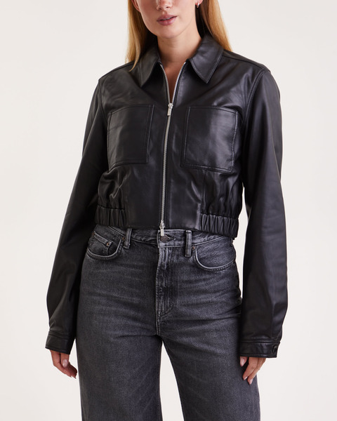 Jacka Cropped Leather  Svart 2