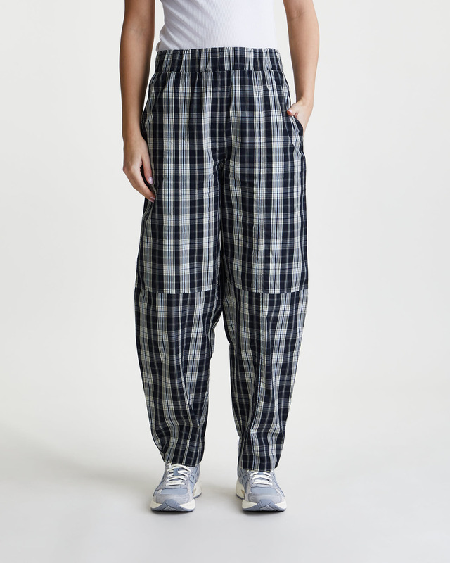 GANNI Byxor Check Cotton Curve Svart 42