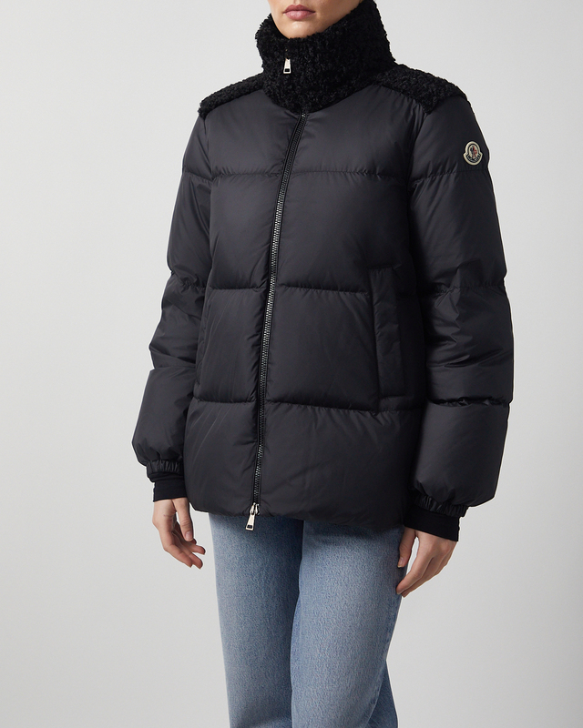 Moncler Jacket Esnaie Teddy-Trimmed  Black MONCLER 2 (M)