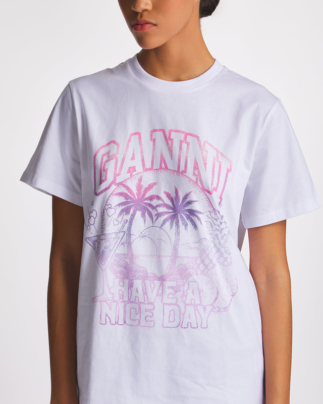 Ganni T-shirt Jersey Coctail  White M