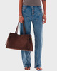 YUZEFI Gyoza Tote Suede Bag  Chocolate ONESIZE