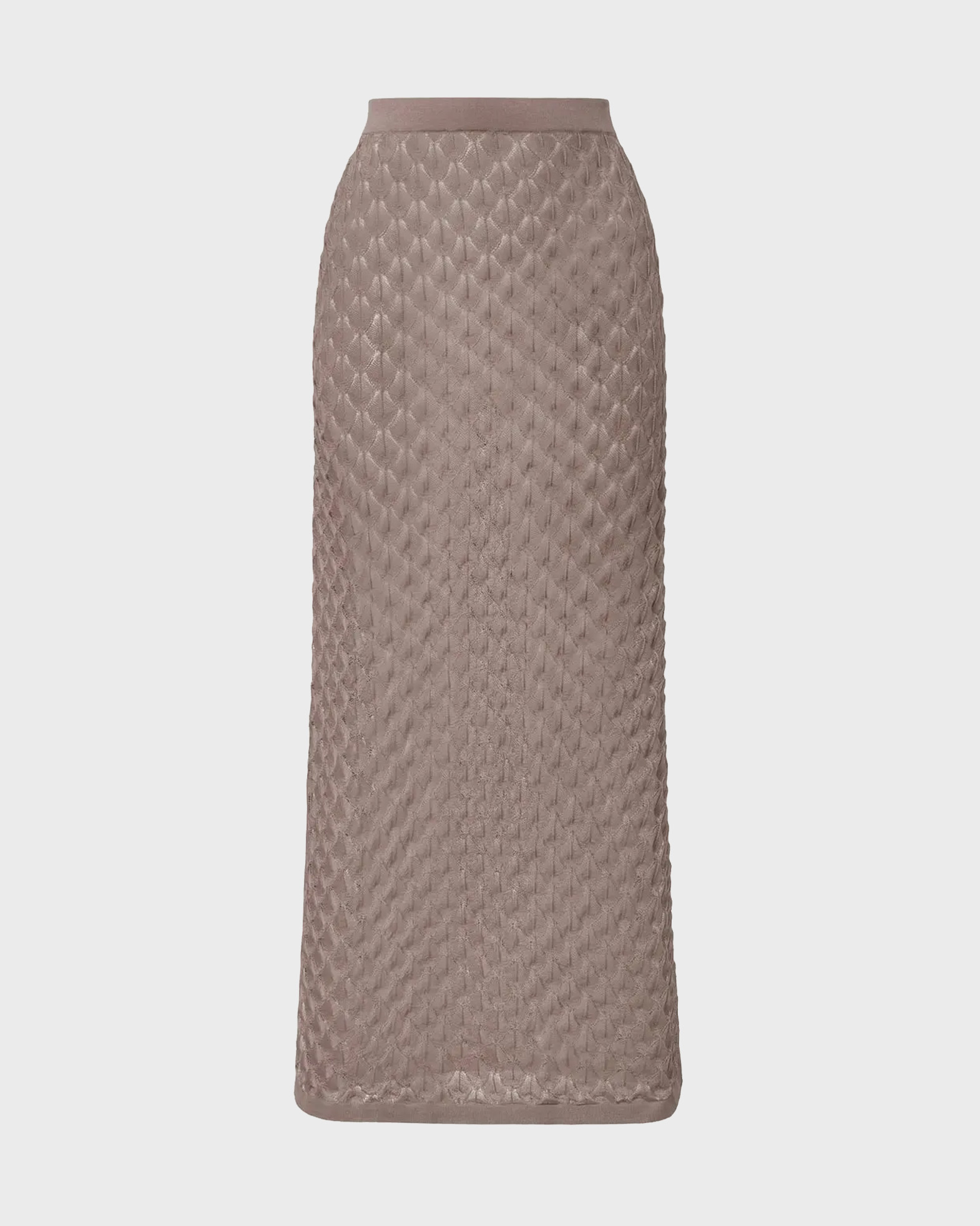 Malina Women's Taupe Fannie Pointelle Knitted Maxi Skirt M