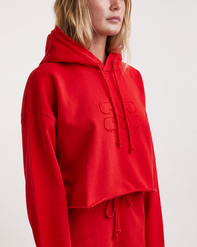 Ganni Hoodie Isoli Cropped Red S-M