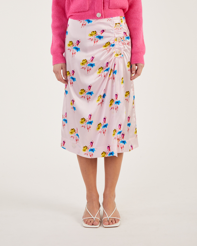 Ganni Silk Midi Wrap Skirt Light purple 42