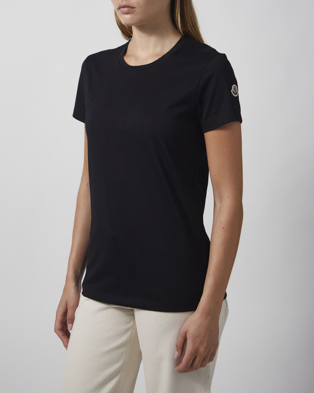 Moncler T-shirt Logo Patch Cotton Jersey Svart S