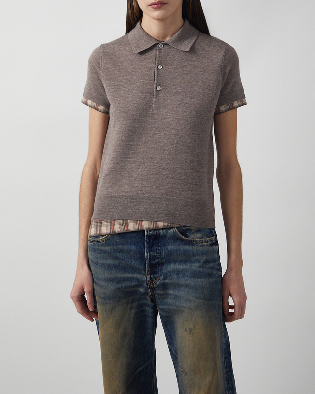 Acne Studios Top Layered Wool Knit Ljusbrun L