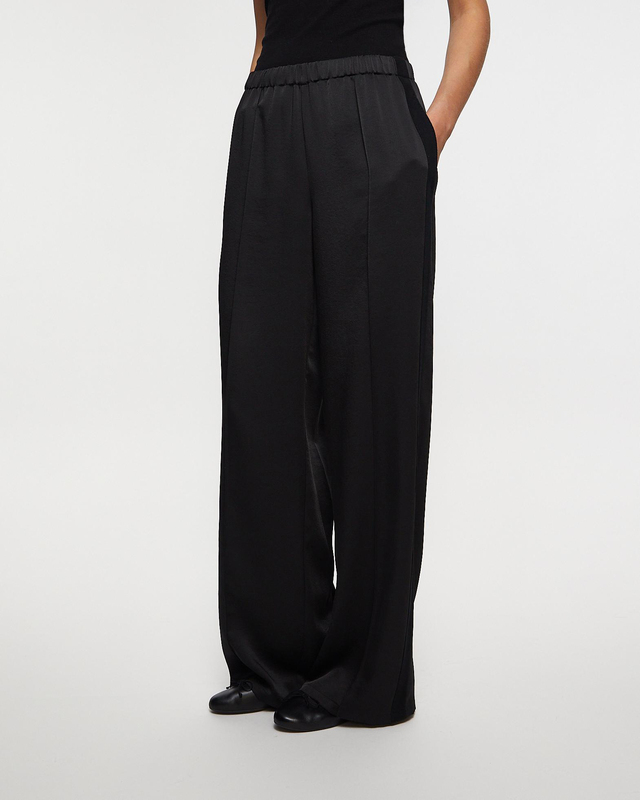 Vince Byxor Mid Rise Side-Strap Crepe Svart M