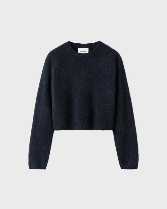 Soft Goat Genser Brushed Crewneck Navy XS