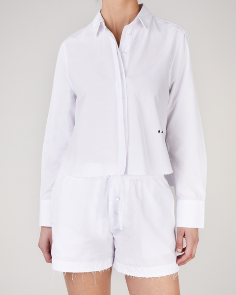 Skjorta Cropped Distressed Cotton Shirt Vit 1