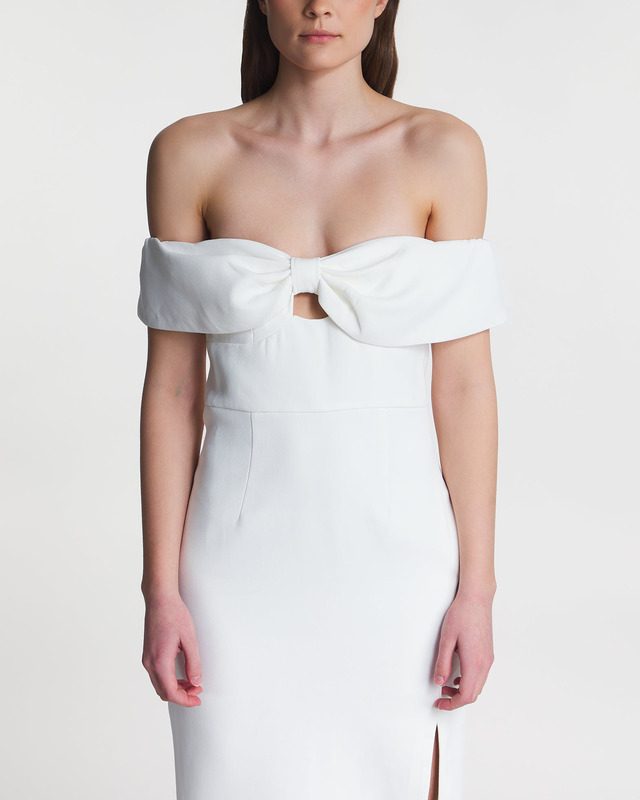 Self-Portrait Dress Crepe Bow Midi White UK 14 (EUR 42)