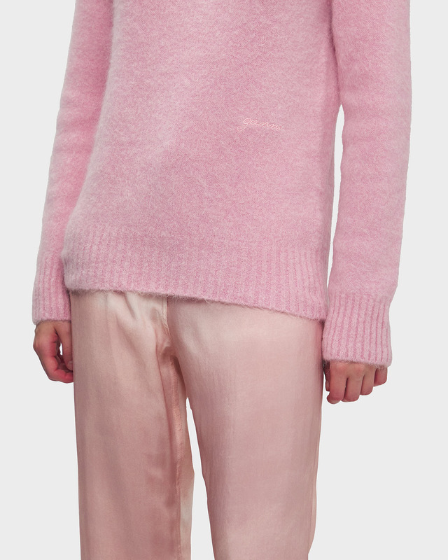 GANNI Tröja Brushed Alpaca O-neck Rosa L