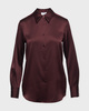Filippa K Skjorta Silk Burgundy  40