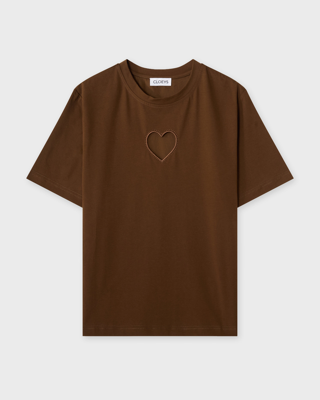 CLOEYS T-shirt Heart Brun M