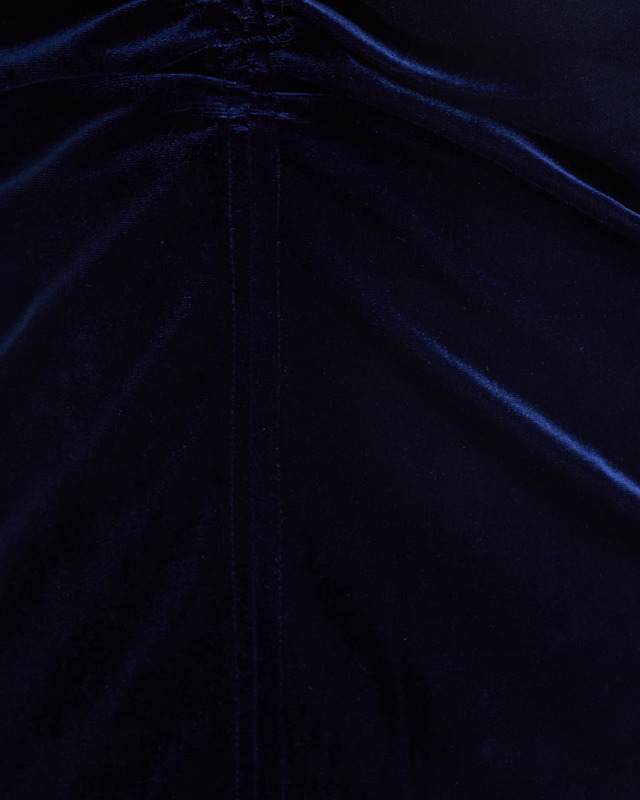Ganni Blus Velvet Jersey V-neck Mörkblå 36