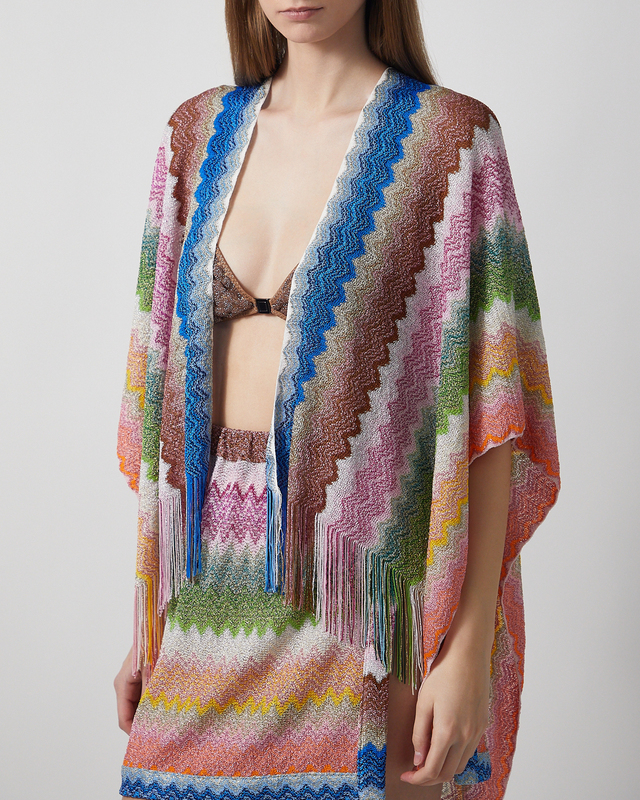 Missoni Poncho Striped Viscose-Blend Fringe Multicolor ONESIZE