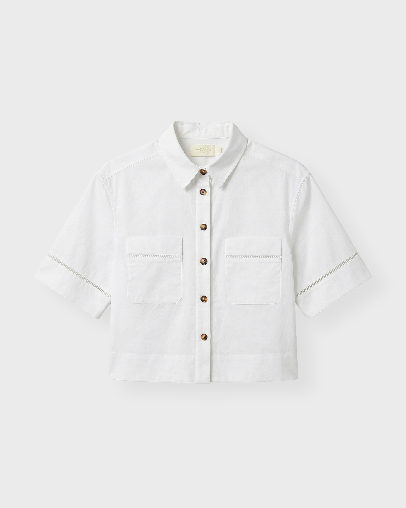 Wakakuu Icons Women's White Shirt Olive Top S
