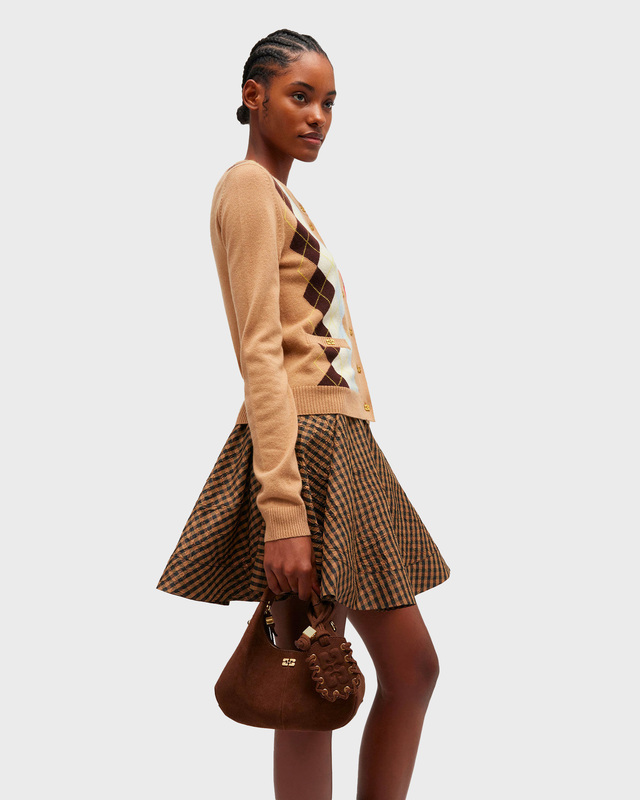 Ganni Bag Hobo Mini Recycled Suede Pelinova Brun ONESIZE