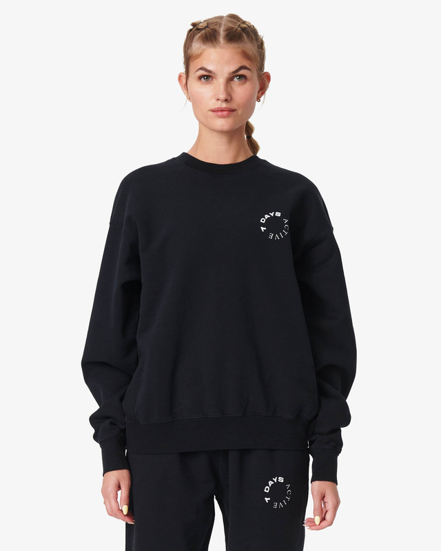 7 Days Active Sweatshirt Organic Crew Neck Svart S