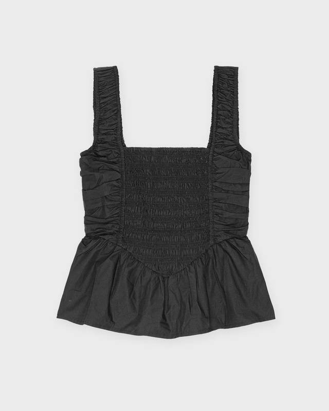 GANNI Topp Cotton Poplin Smock Strap Svart 36