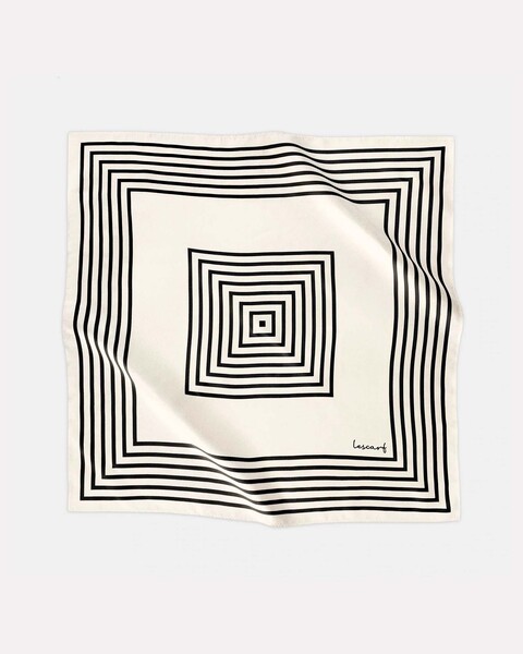 Scarf Silk 45 x 45 Svart/creme ONESIZE 1