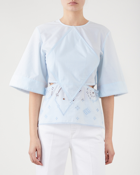 Broderie Anglaise Patch Blouse blue Blå 1