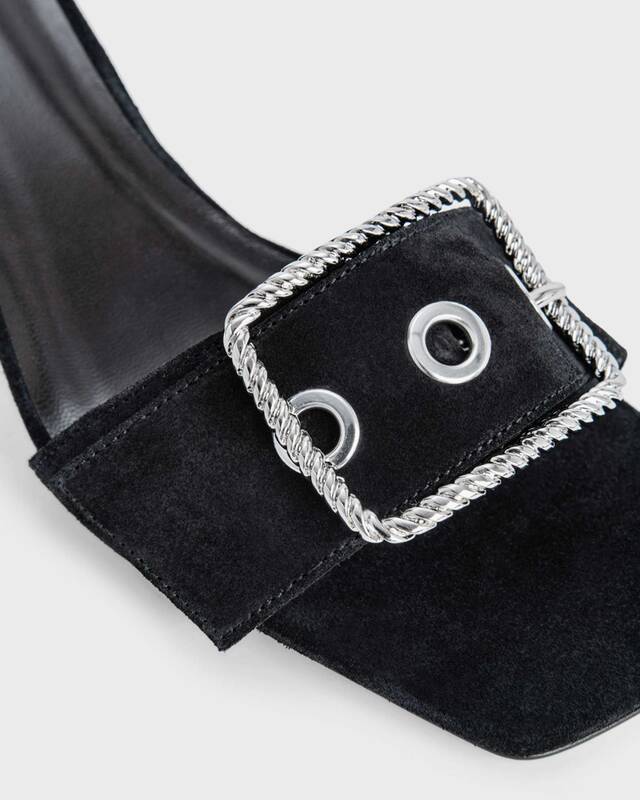 By Far Klackskor Davina Black Suede Leather Svart EUR 41