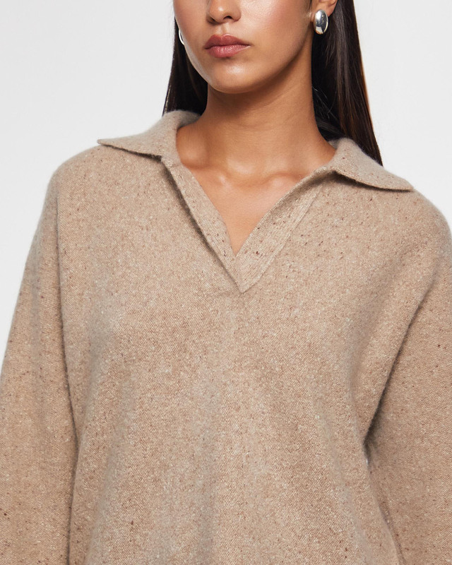 Vince Tröja Donegal Dolman Polo Beige S