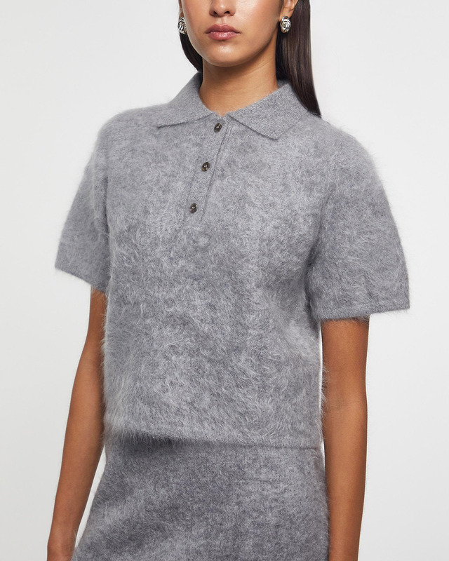 Almada Label  T-Shirt Maika Collar Cashmere Grå L