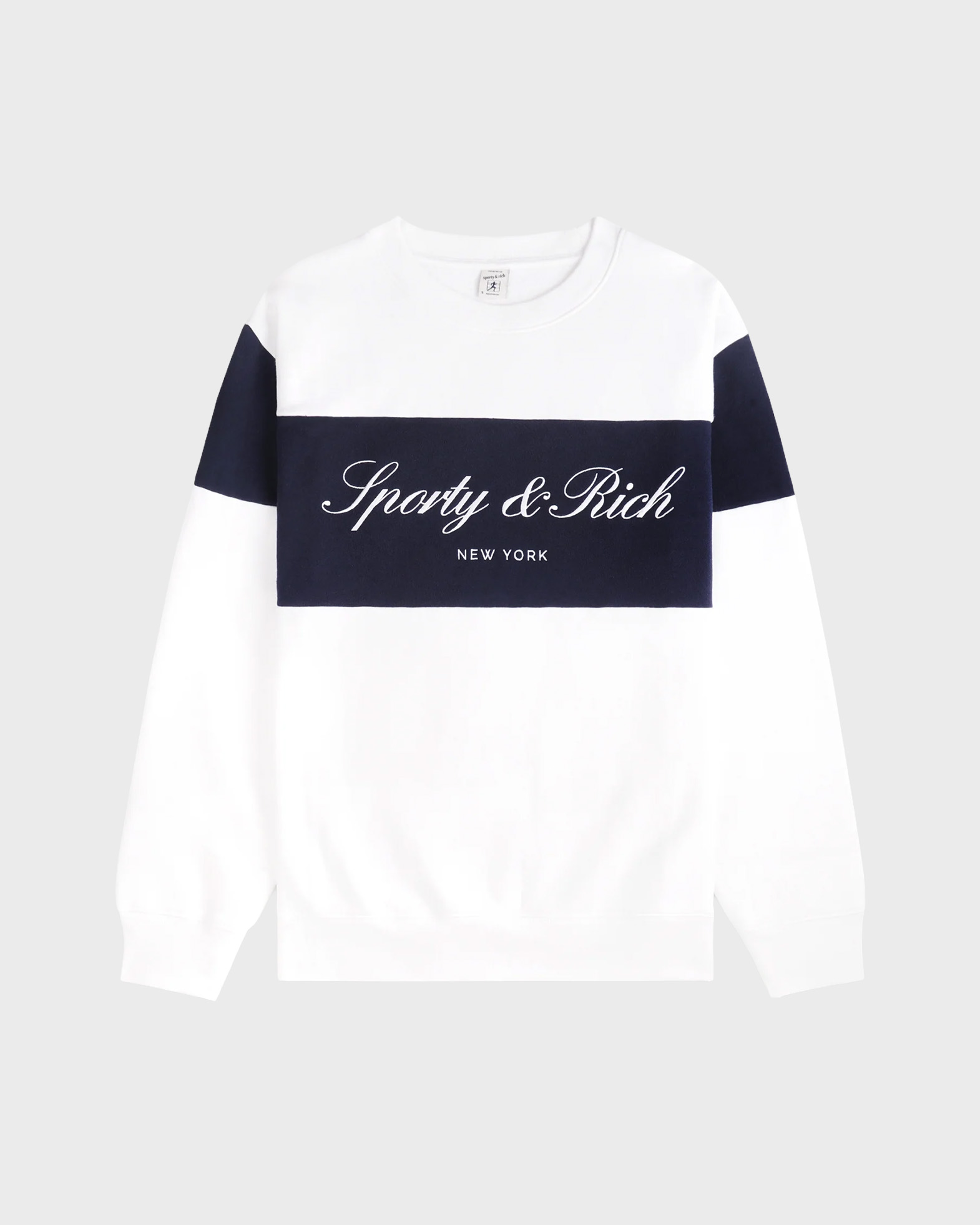 Sporty And Rich Sporty & Rich Signature Logo Block Crewneck Vit X-sm In White