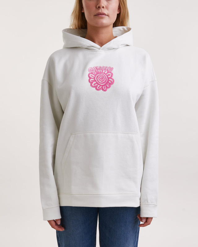 GANNI Hoodie Isoli Flower Oversized Egret S-M