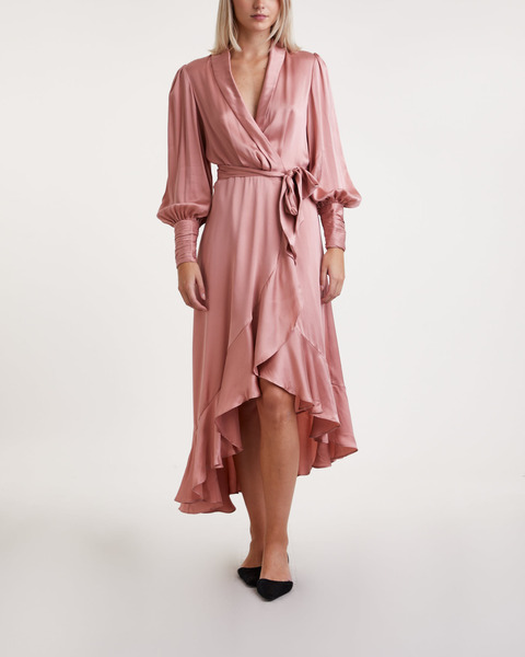 Dress Silk Wrap Midi Rosa 1