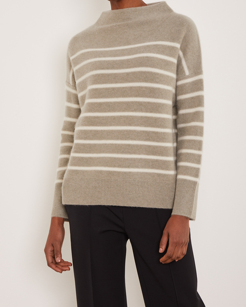 Cashmere Sweater Breton Stripe Sage 1