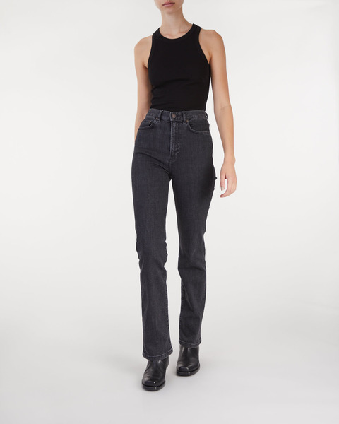 Linne Rib Tank Top Svart 2