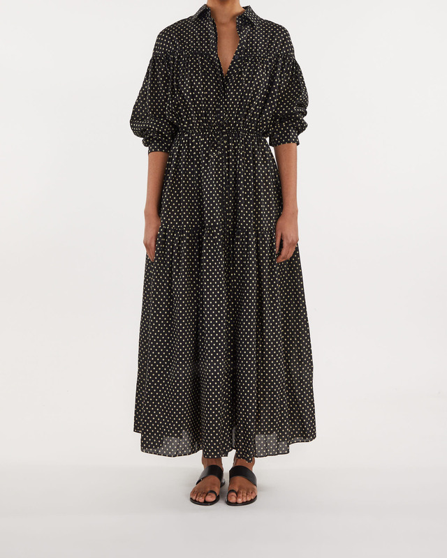 Matteau Tiered Drawcord Dress Svart/beige  2 (S)