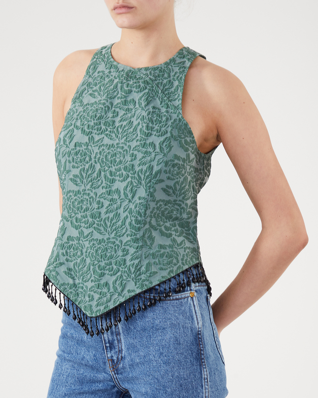 Ganni Jacquard Organza Bead Top Grön 40