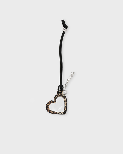 Bag Charm Ganni Bou Heart Mirror Print Leopard ONESIZE 1