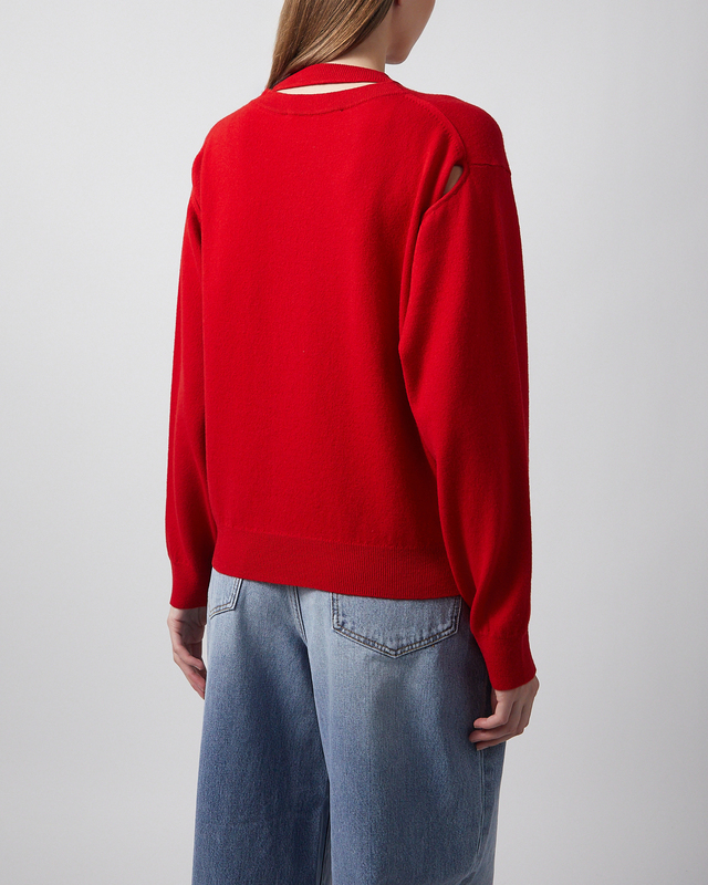 RÓHE Sweater Crewneck Open Neck Röd 40