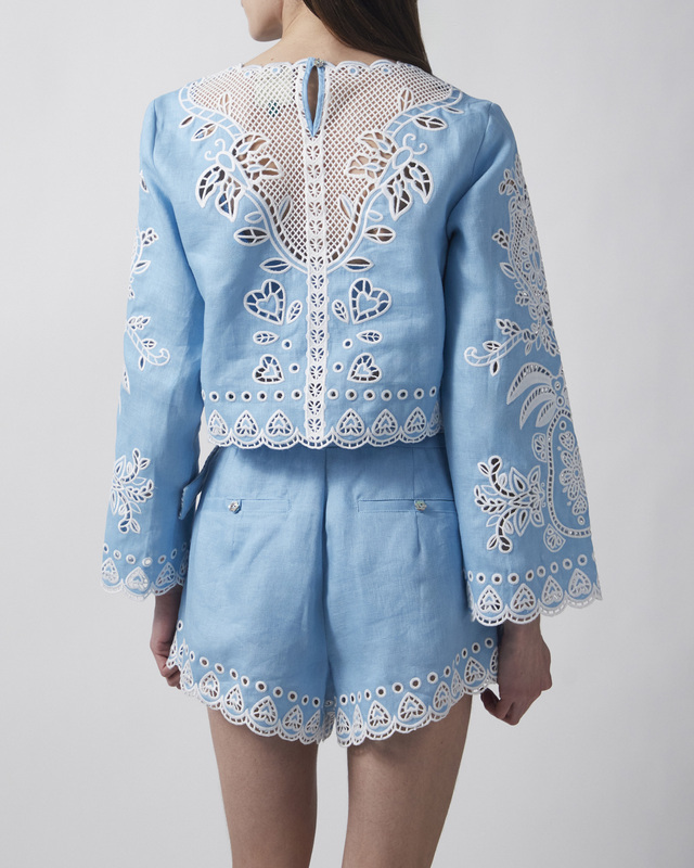 FARM Rio Blouse Romantic Richelieu Ljusblå L