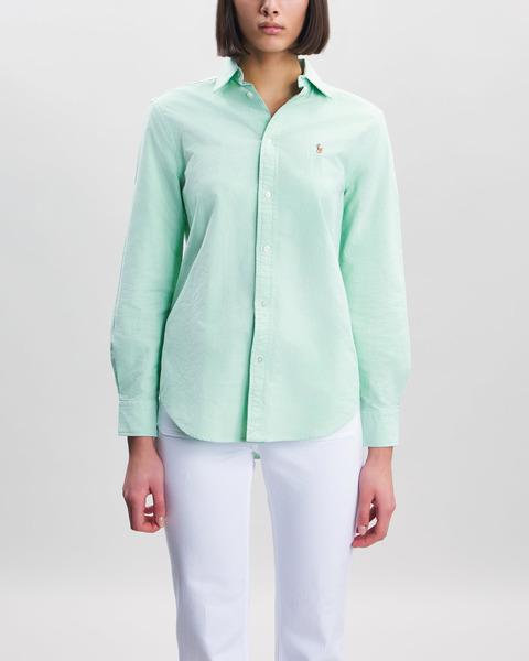 Shirt Long Sleeve Button Front Grön 2