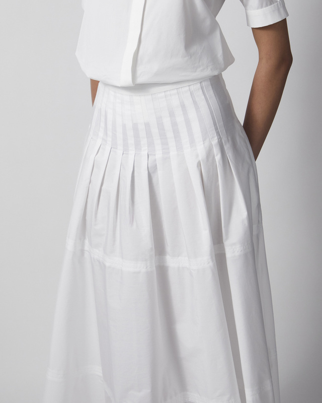 Max Mara Studio Nederdel Long Cotton Poplin White IT 44 (EUR M-L)
