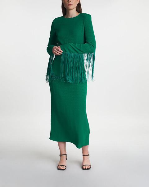 Dress Fringe Midi Green 1
