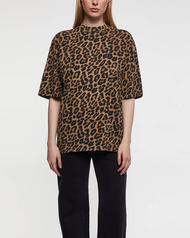 ANINE BING T-Shirt Avi Black and Brown Leopard Leopard M