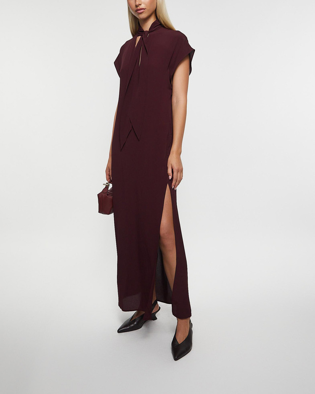 Filippa K Dress Long Tie-Neck Burgundy 36