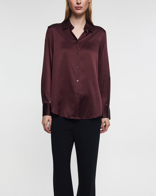 Filippa K Skjorta Silk Burgundy  40