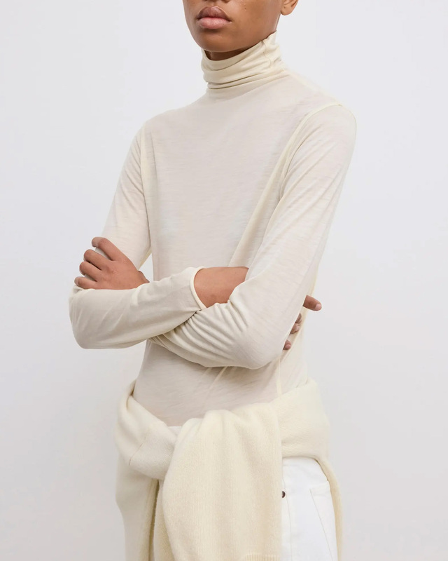 Dagmar Topp Wool Jersey Rollneck Cream M
