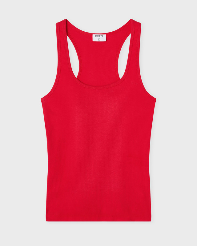 Filippa K Top Fine Rib Scoop Tank Röd M