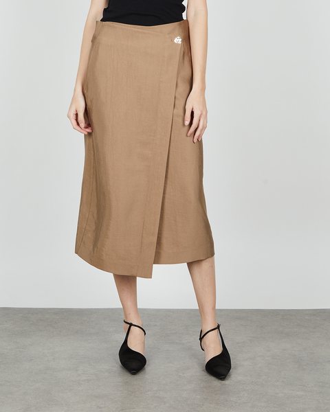 Skirt Asymmeric Wrap  Brown 1